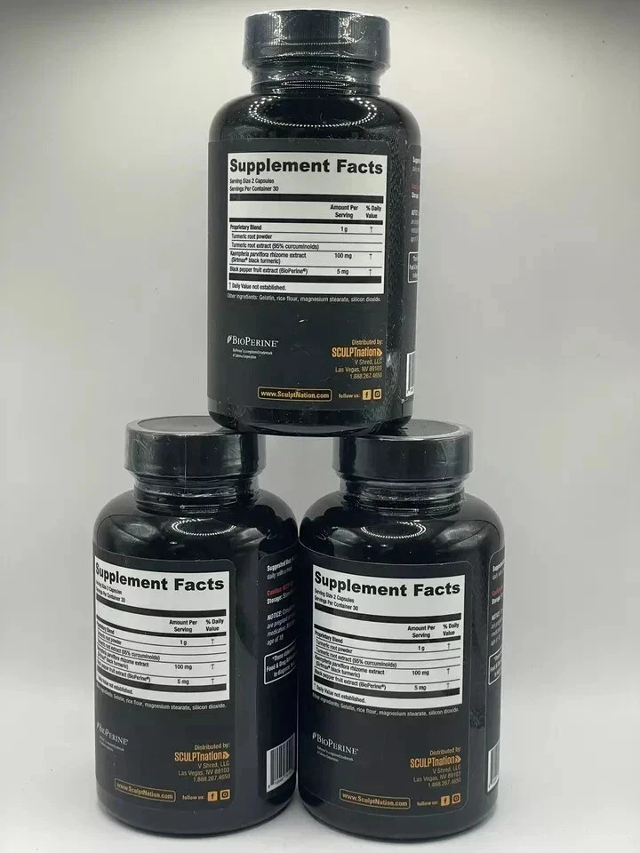 Turmeric Black Sculptnation Fatigue Muscle Build Fat Burn Bloating Treat, 5 Pack