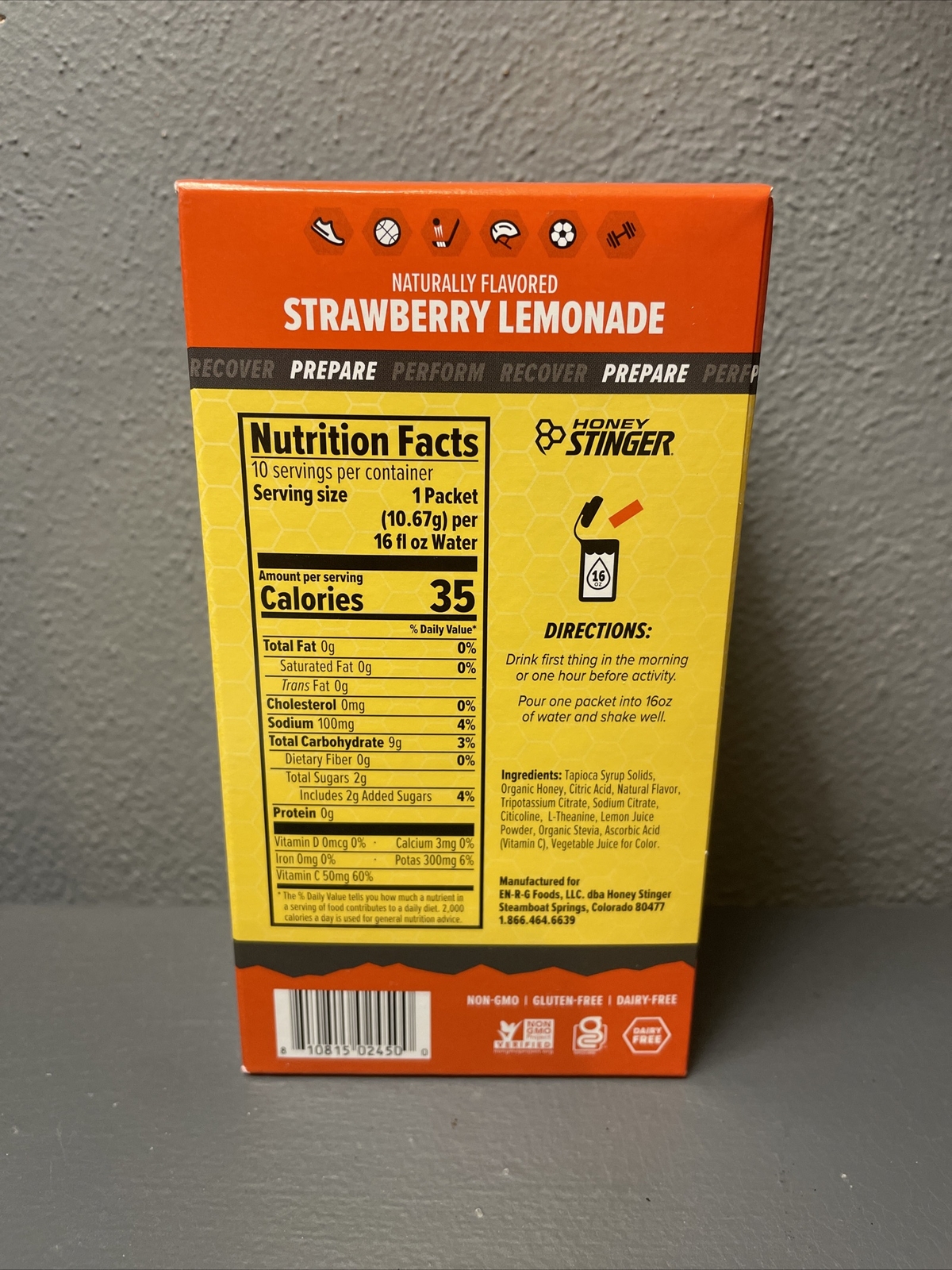 Honey Stinger Strawberry Lemonade Rapid Hydration Recovery 10 Pack Box 5/19/23