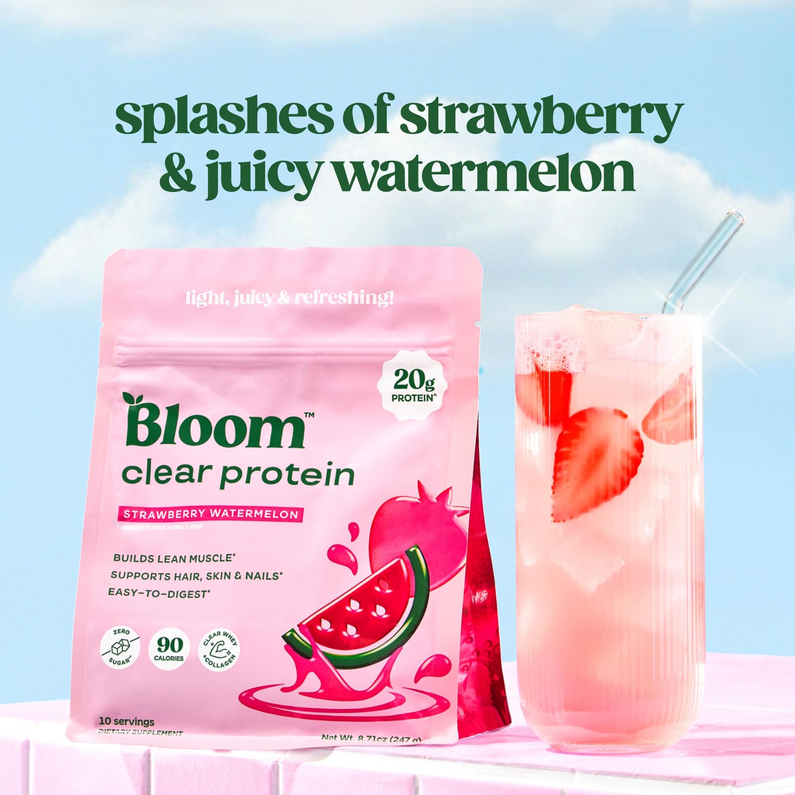 Bloom Clear Protein, Whey Protein Isolate with Collagen Peptides and Digestiv…