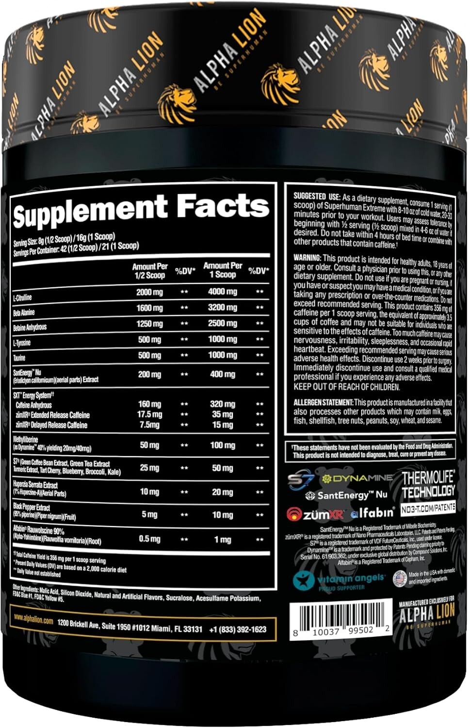 Alpha Lion Superhuman Extreme Pre-Workout Hulk Juice 21 Servings BB: 07/2026