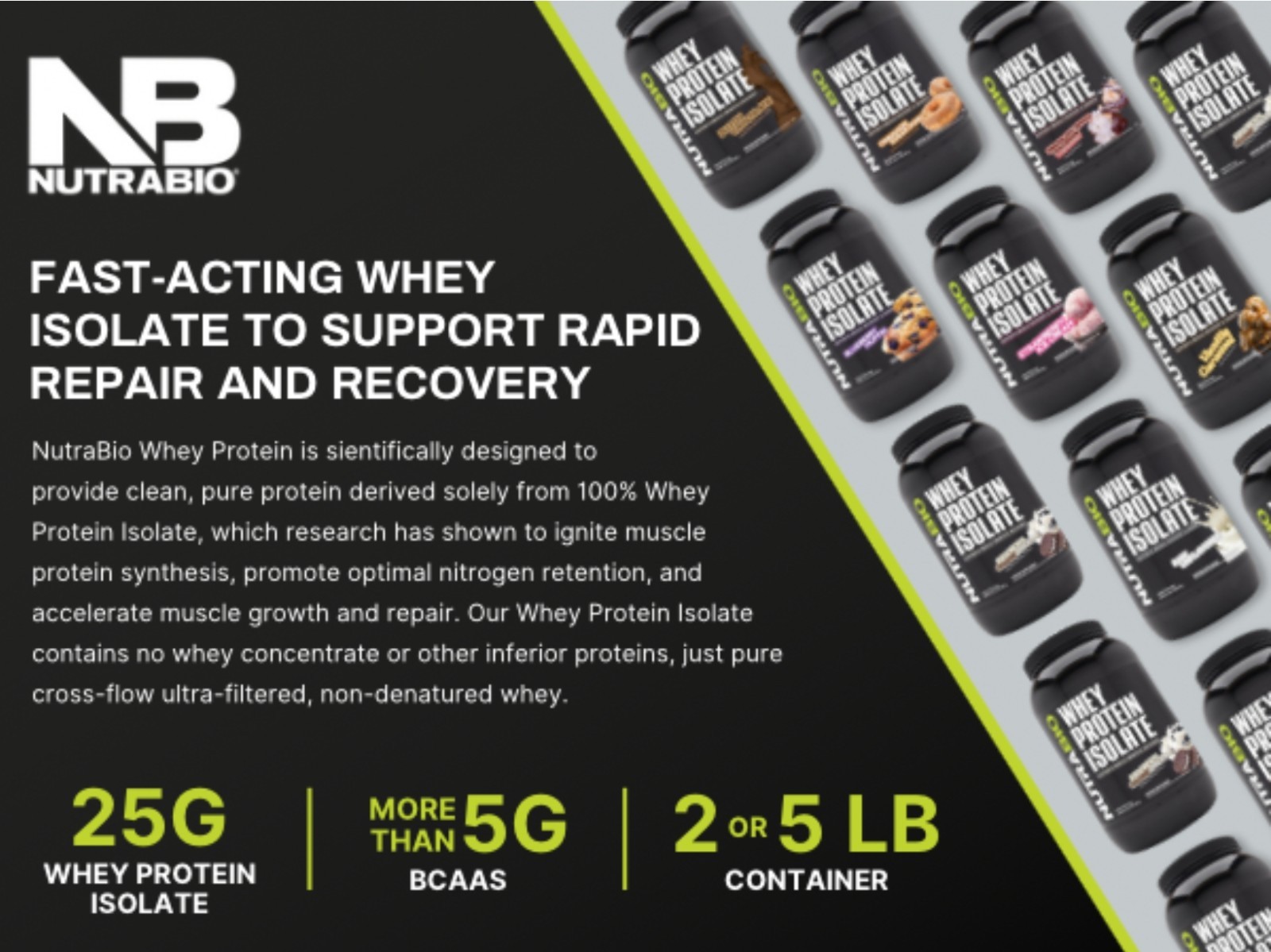 NutraBio WHEY PROTEIN ISOLATE 2 lb (30 Servings) Cinn Sugar Donut BEST BY 10/26