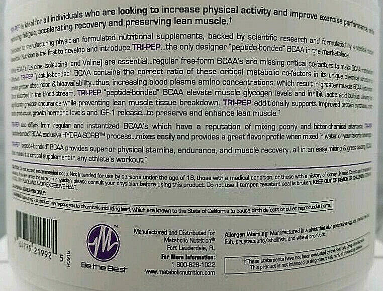 BEST AMINO ACIDS ON THE MARKET BCAA Tripeptides Branch Chain Amino Tri Pep