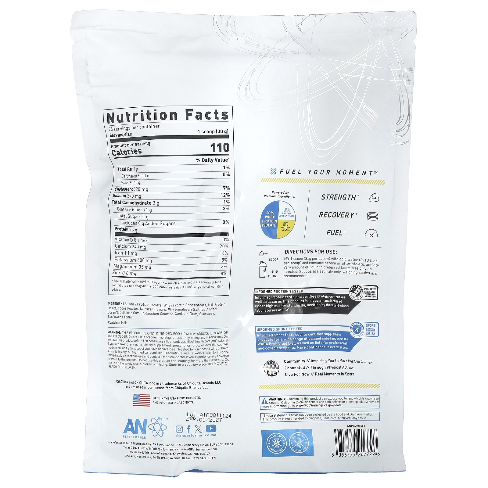 Performance, Hybrid Protein, Chiquita®, Banana Chocolate, 1.65 lb (750 g)