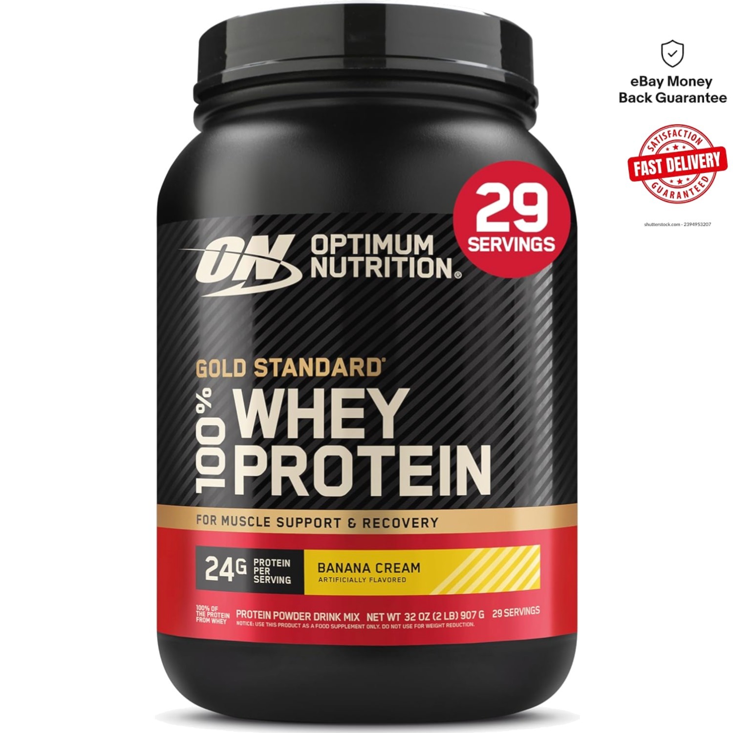 24g Protein per Serving – Gold Standard Whey Powder – Banana Cream – 2 Pounds