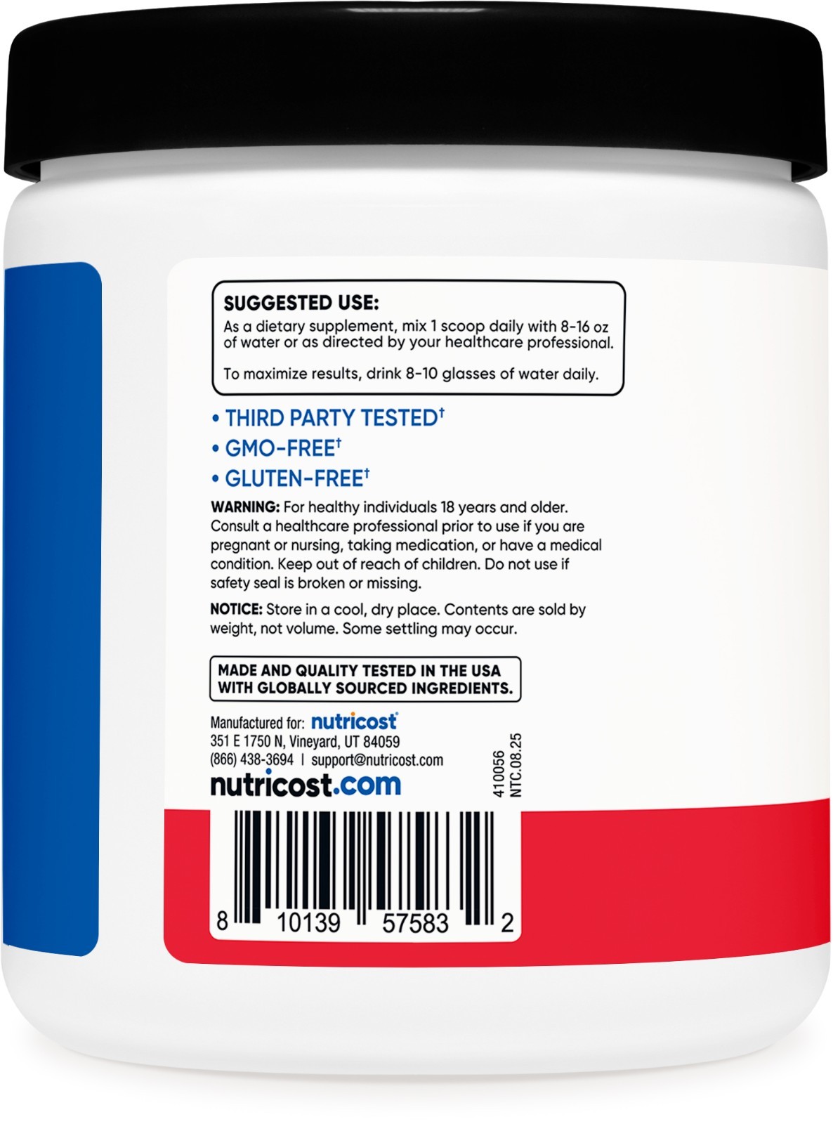 Nutricost Creatine Monohydrate + Hydration Fruit Punch Flavored, 30 Servings