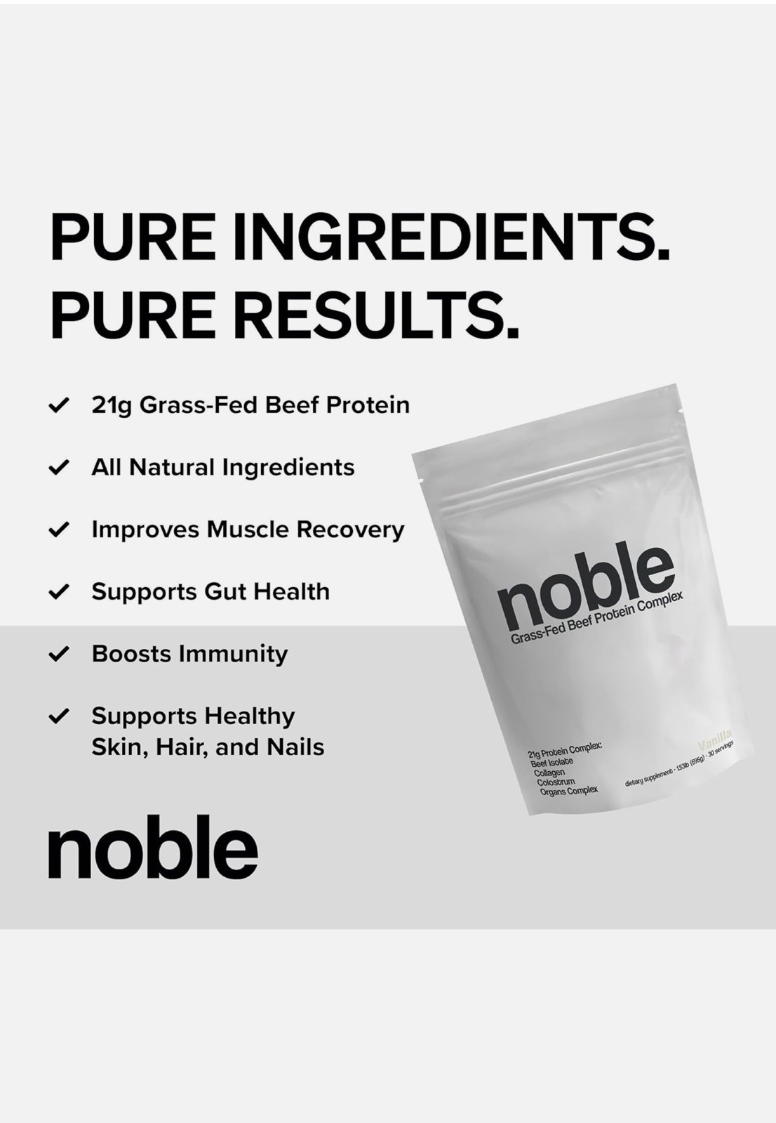 Noble Origin All-In-One Grass Fed Beef Protein Powder-Collagen-No Whey-msrp $79!