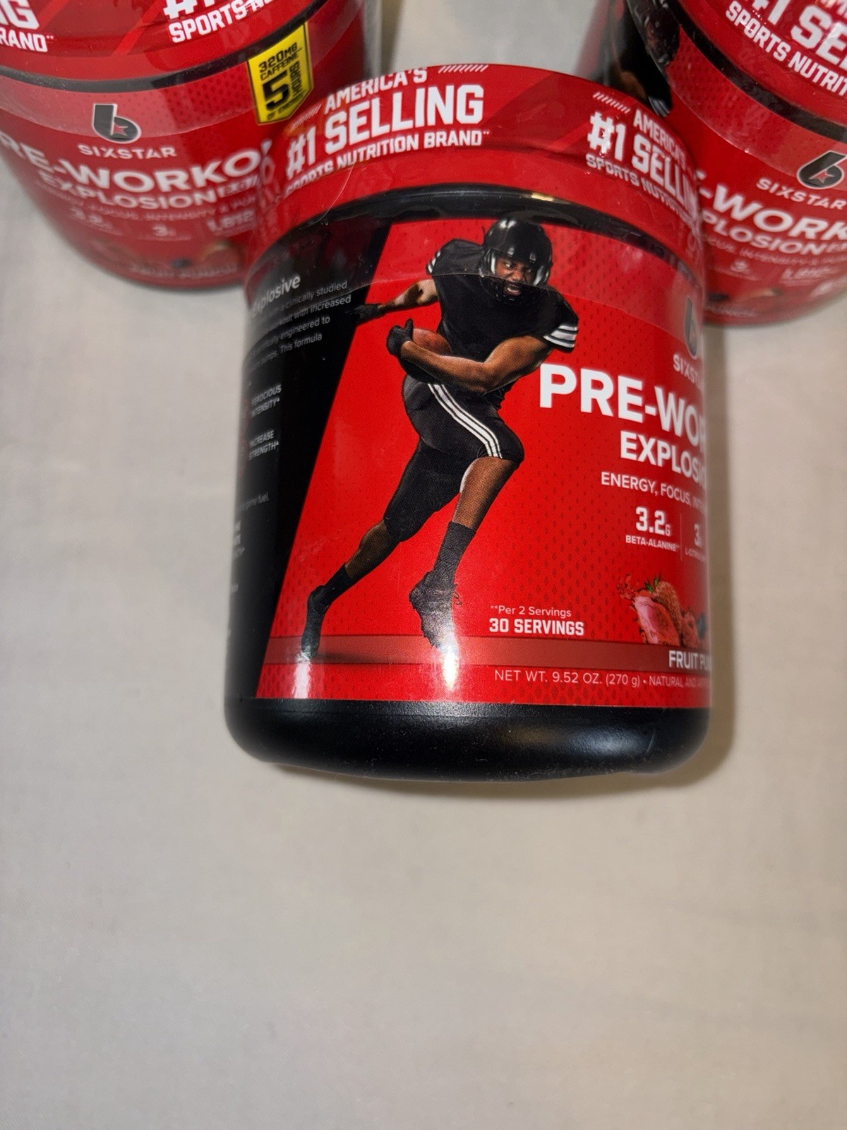 Six Star pre workout explosion 2.0 Lot Of 3 Jars Fruit Punch 9.52oz Per Ex 10/27