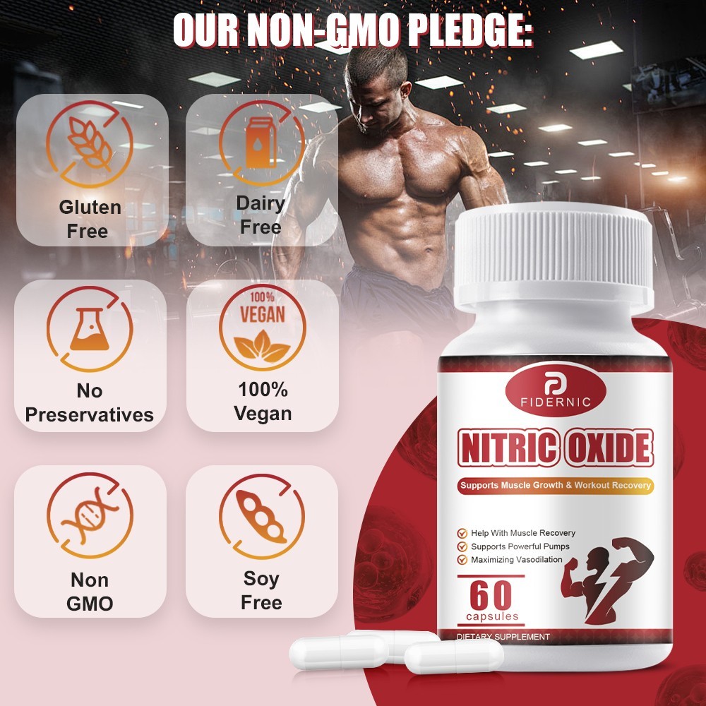 Nitric Oxide Booster 60 Capsules Muscle Pump Workout Support