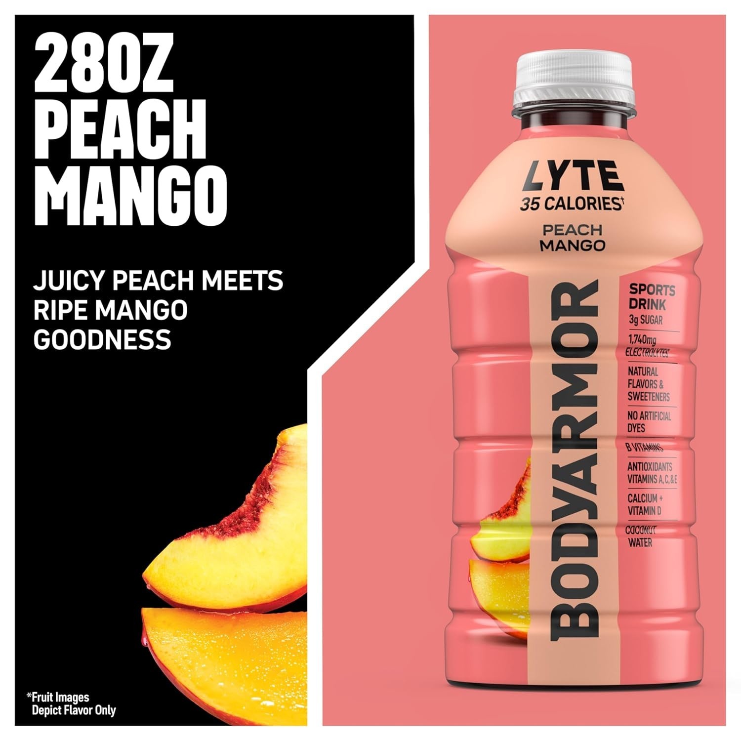 BodyArmor L Yte Electrolyte Drink Peach Mango 28 Fl Oz Pack Coconut Water Sports