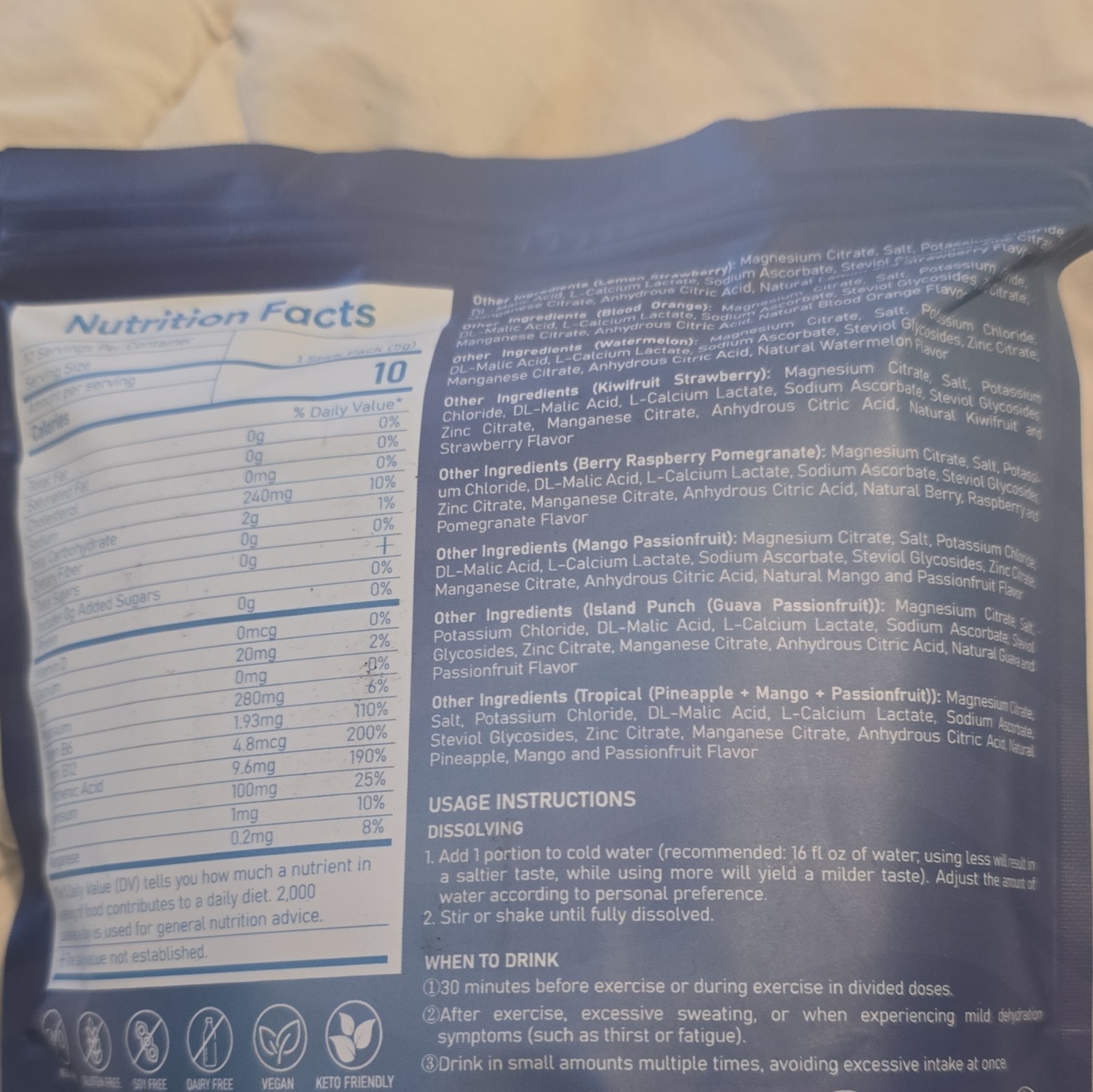 MEISBFY Sport Electrolytes Powder Packets Variety 32 Pack No Added Sugar
