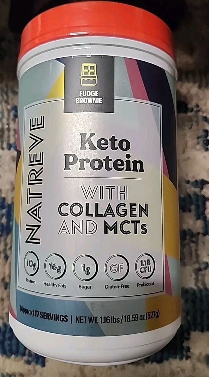 NATREVE KETO PROTEIN WITH COLLAGEN & MCTs 1.16 Lb. Fudge Brownie EXP: 07/2026