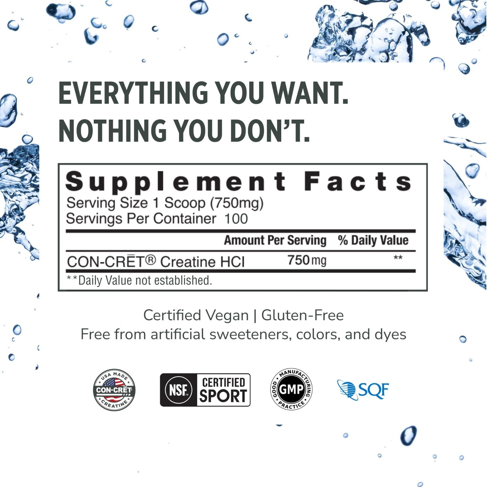 Creatine HCl Powder, Unflavored, 100 Servings – No Bloating, Muscle & Strength S