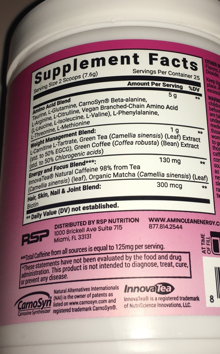 RSP Amino Lean Alix Earle Berry Alixir Energy Pre Workout Powder 6.7oz Hair Nail