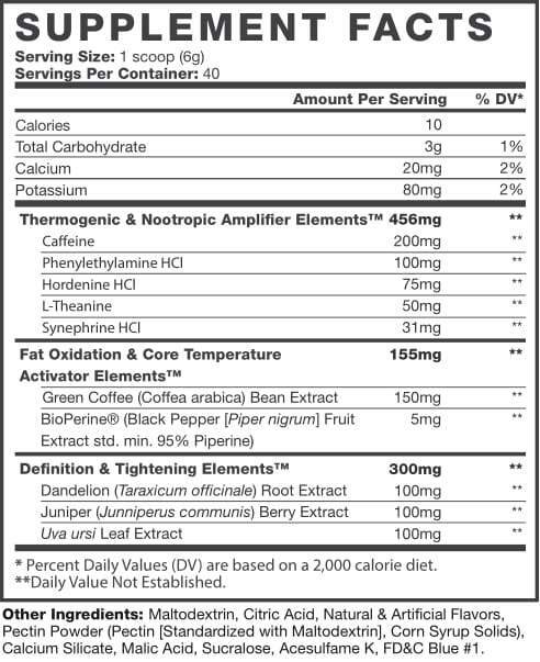 Muscle Elements 212 Pre Workout Fat Burner – SOUR GUMMY BEAR, 40 Servings