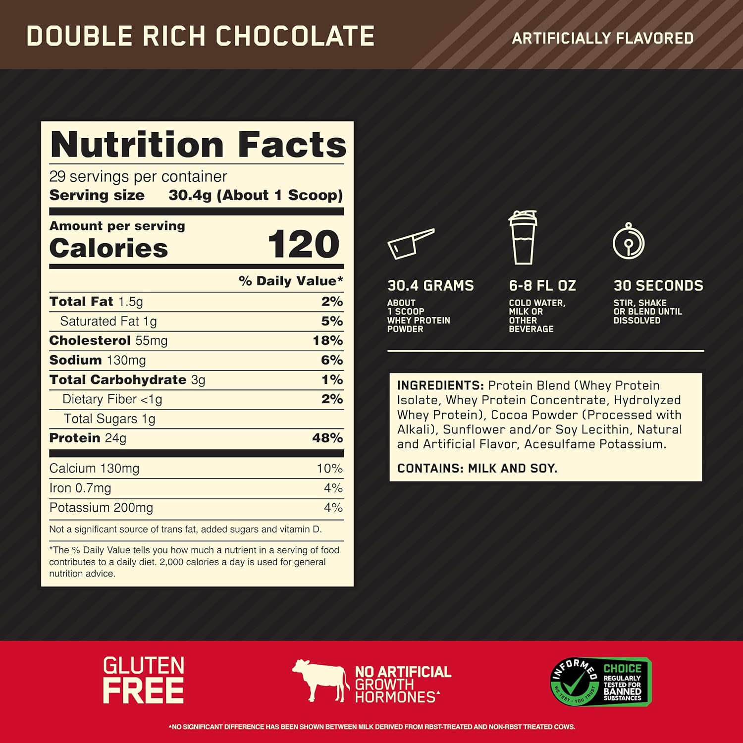 Gold Standard 100% Whey Protein Powder, Double Rich Chocolate, 2 Pound (Packa…