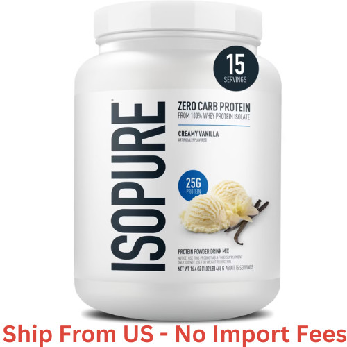 Isopure Zero Carb 100% Whey Protein Isolate Vanilla Protein Powder, 25g, 1 Lbs