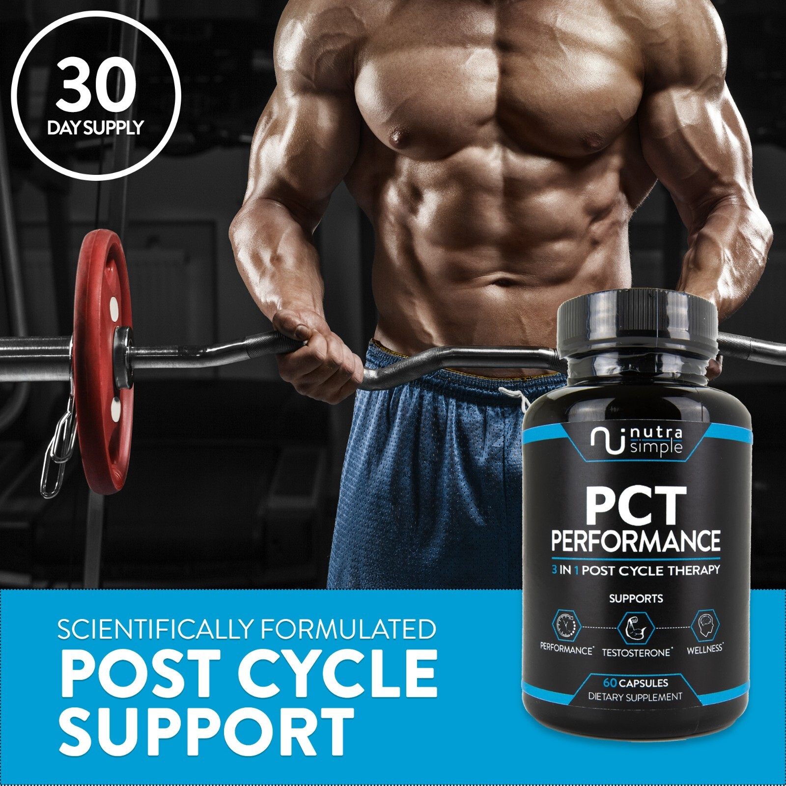 Testosterone Booster, Estrogen Blocker, Liver Support Supplement, Natural PCT