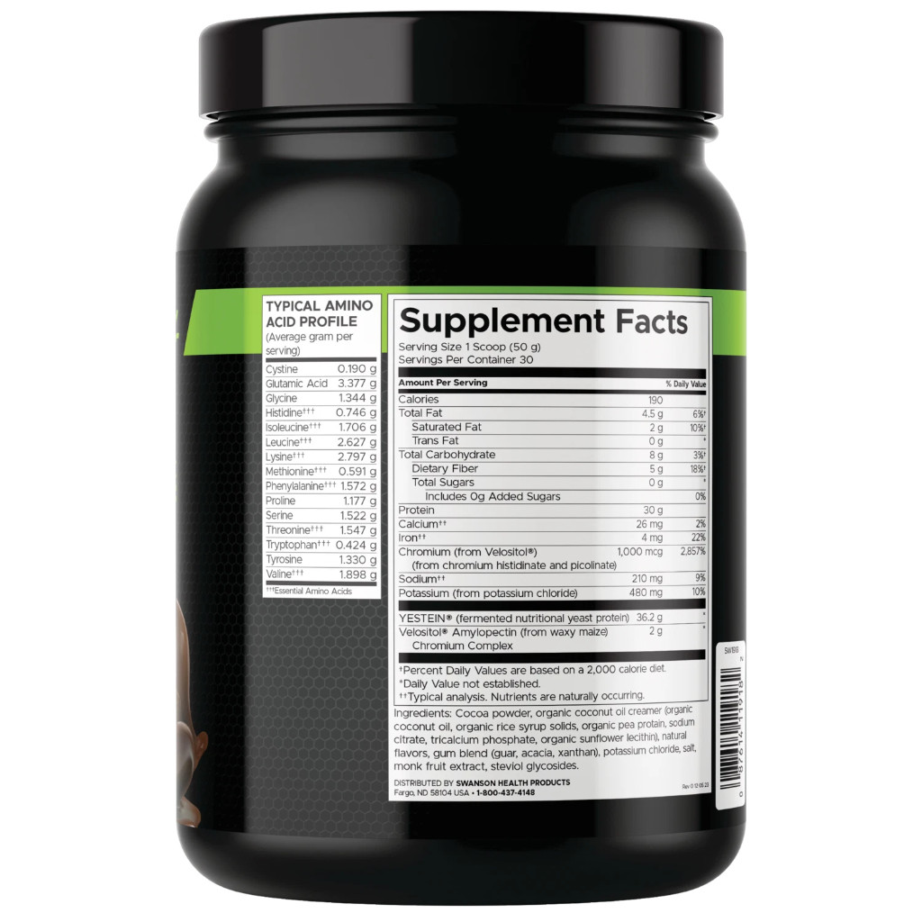 Swanson Full Potential Vegan Protein – Chocolate 30 g protein 3.3 lbs Pwdr