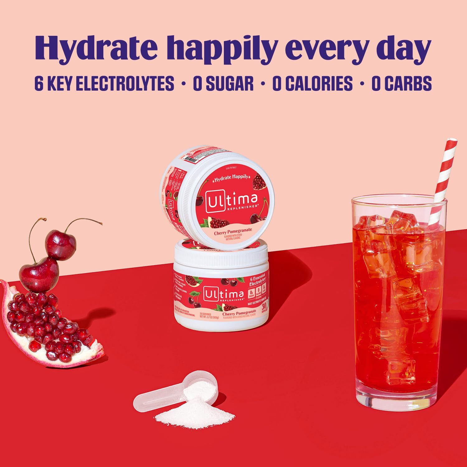 Ultima Hydration Electrolyte Powder Cherry Pomegranate 3.7 Ounce Zero Sugar