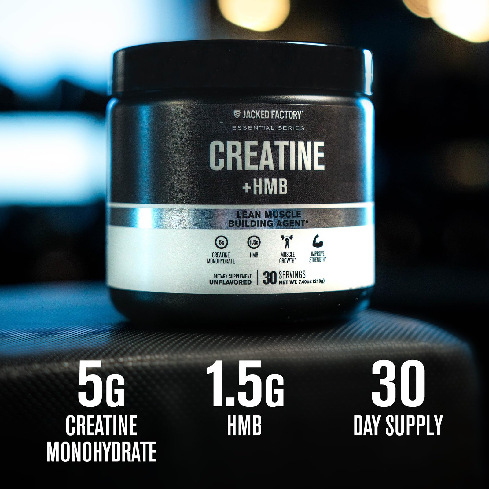 Jacked Factory Creatine HMB Powder Supplement 7.3 Ounce (Pack of 1), No Color