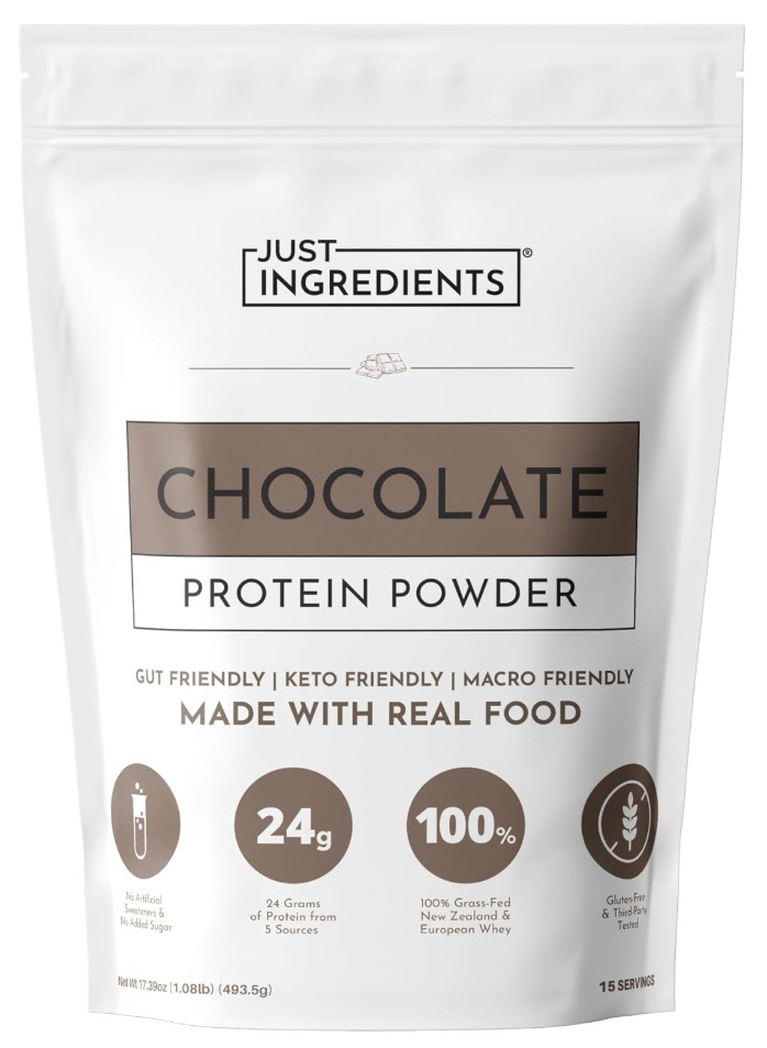 Just Ingredients Protein Powder Chocolate | 24g Protein | 15 Servings | 1.08 LB
