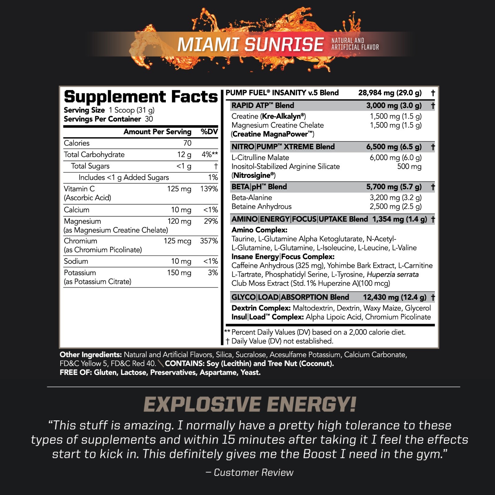 PUMP FUEL ULTRA INSANITY GLYCO LOAD PRE WORKOUT – MIAMI SUNRISE (30 Servings)