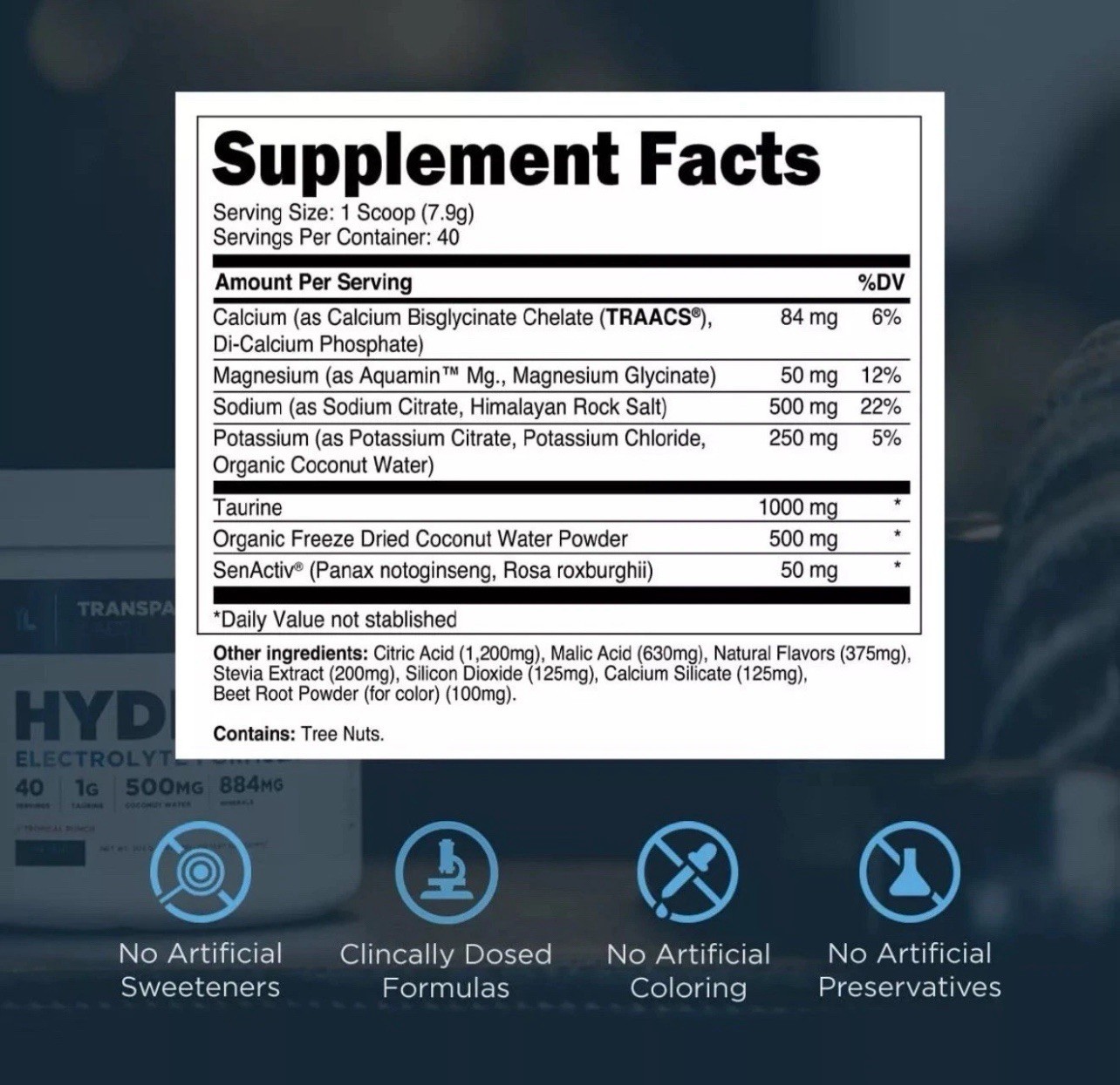 🍍🥥🍍Transparent Labs Hydrate Electrolyte Tropical Punch 40 Servings Exp 11/26