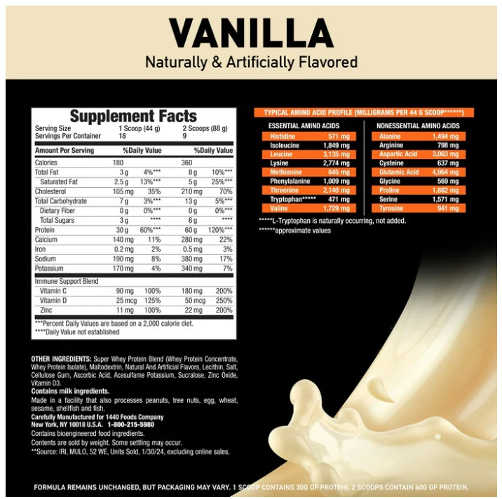 Body Fortress Super Advanced Whey Protein Powder Vanilla 60g 1.74lb