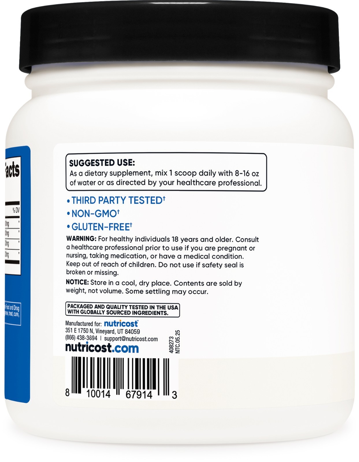 Nutricost BCAA Powder 90 Servings (Unflavored) – 6000mg Per Serving