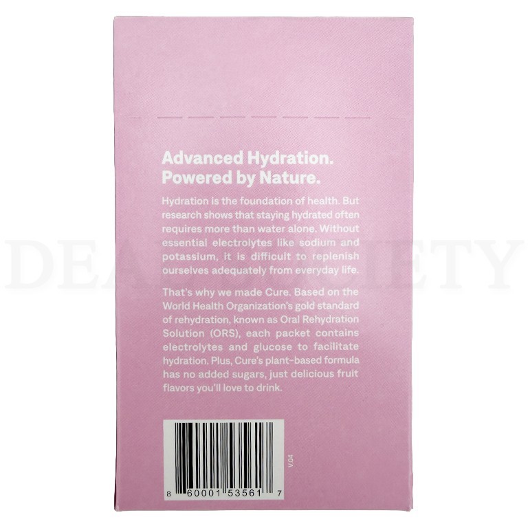 Cure Hydration Plant-Based Electrolyte Drink Mix Watermelon 8 ct Each Lot of 5