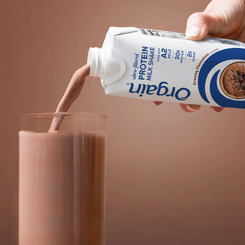 Orgain 30g Ultra Filtered A2 Milk Protein Shake, Chocolate, 11 fl oz, 15-count