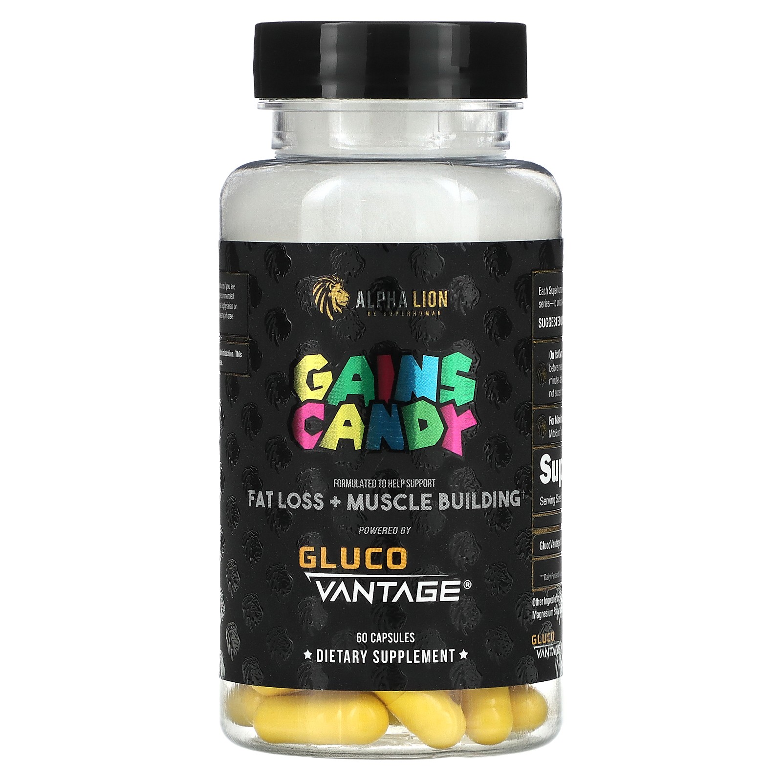 2 X ALPHA LION, Gains Candy, Gluco Vantage�, 60 Capsules (100 mg per Capsule)