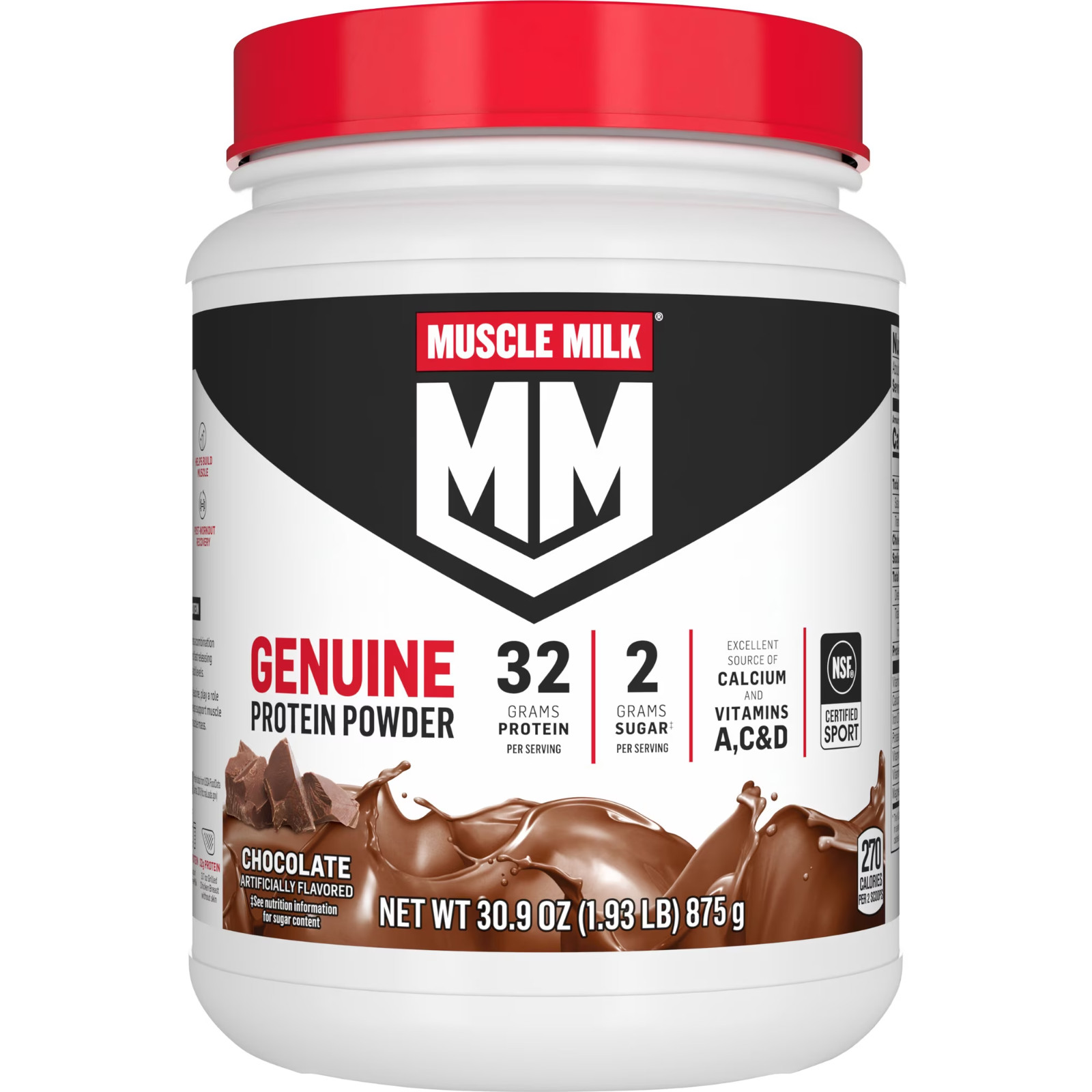 Muscle Milk Genuine Protein Powder, Chocolate, 1.93 Pound, 12 Servings