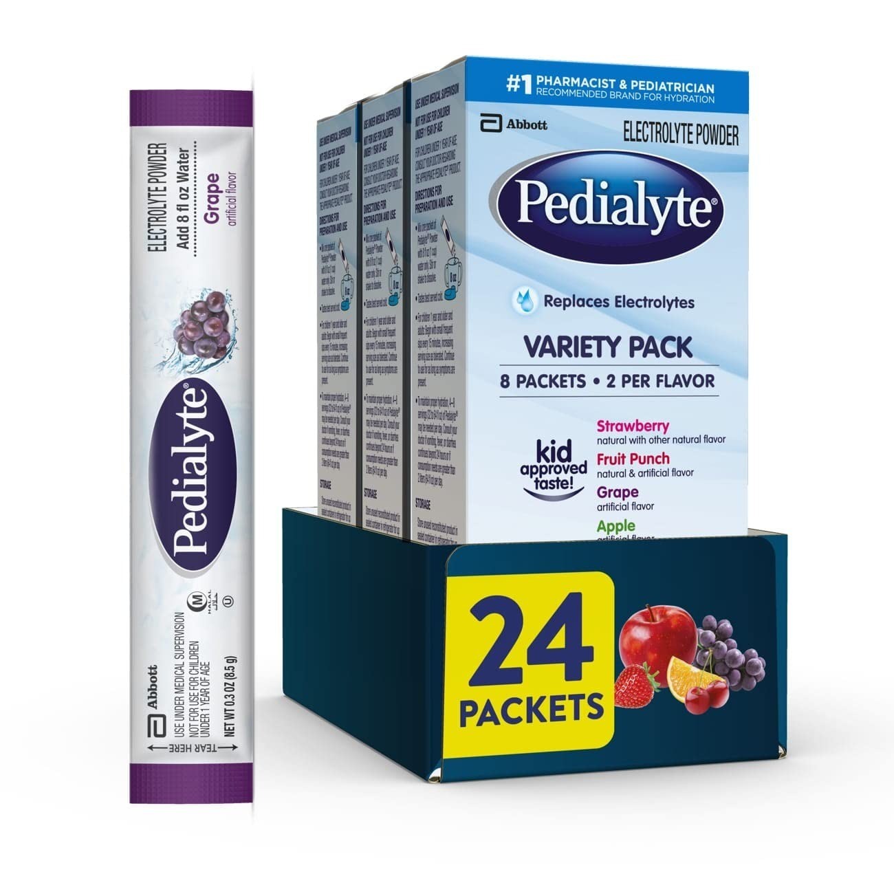 Pedialyte Electrolyte Powder Packets – Hydration Drink Mix Variety Pack