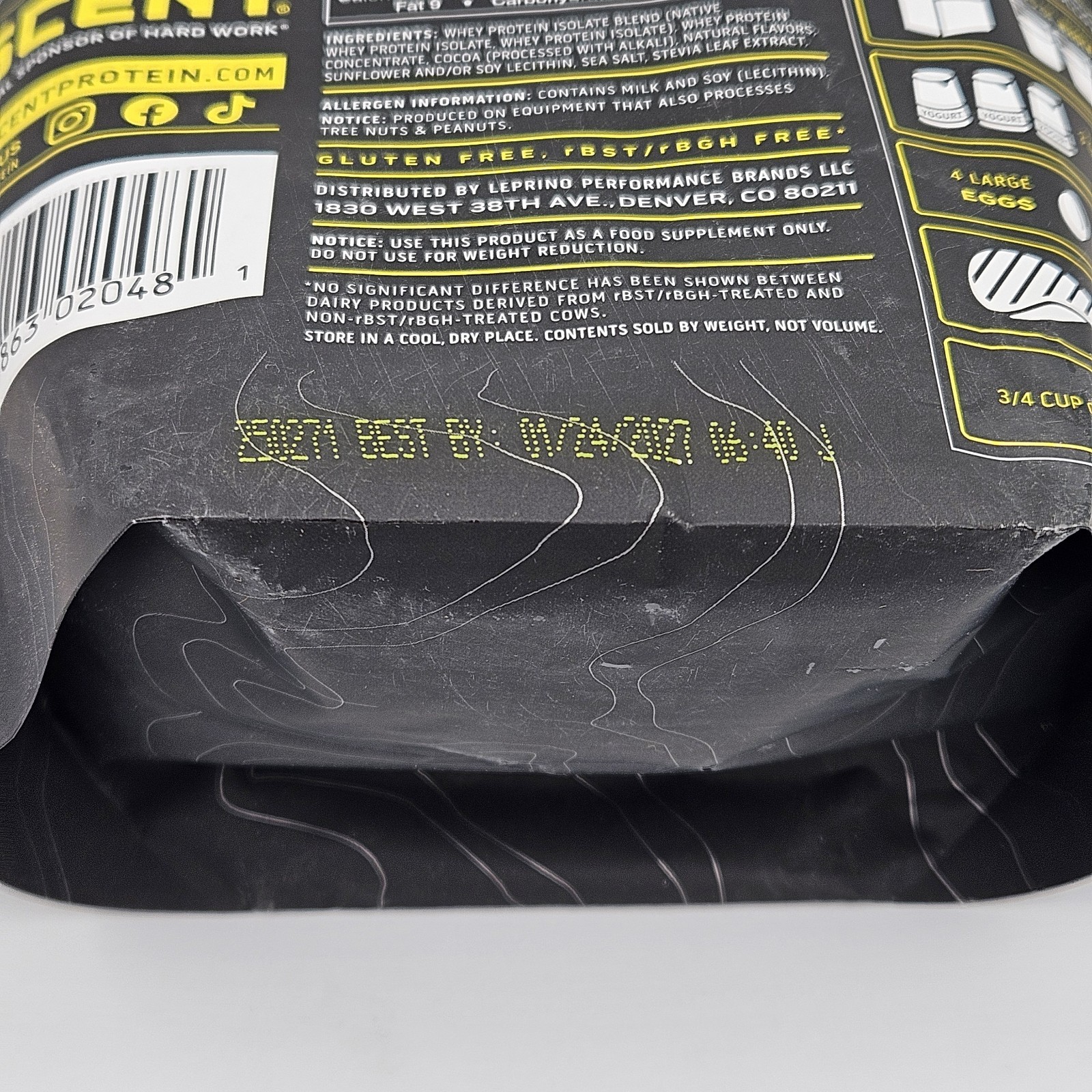 ASCENT Native Fuel 1 Lb 25g Gluten free Low Carb Chocolate Whey Protein Powder