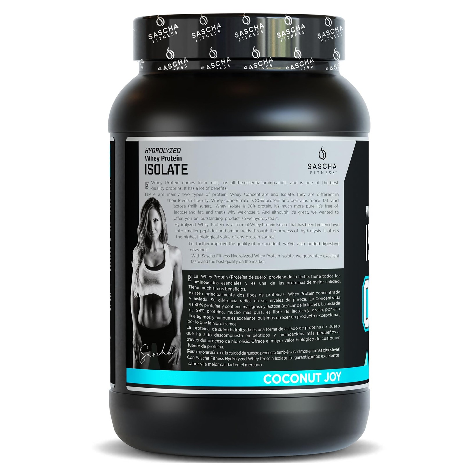Whey Protein Isolate Hydrolyzed 100% Grass Fed 2 Pound Coconut SASCHA FITNESS