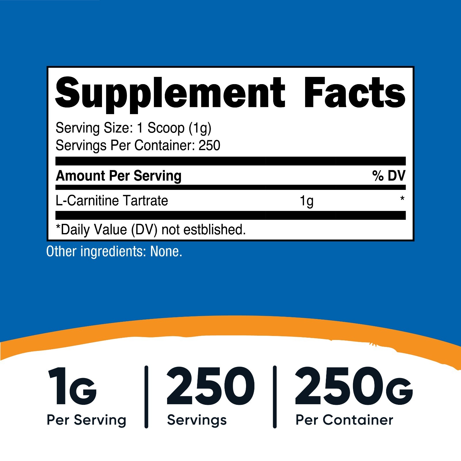 Nutricost L-Carnitine Tartrate Powder (250 Grams) – 1 Gram per Serving