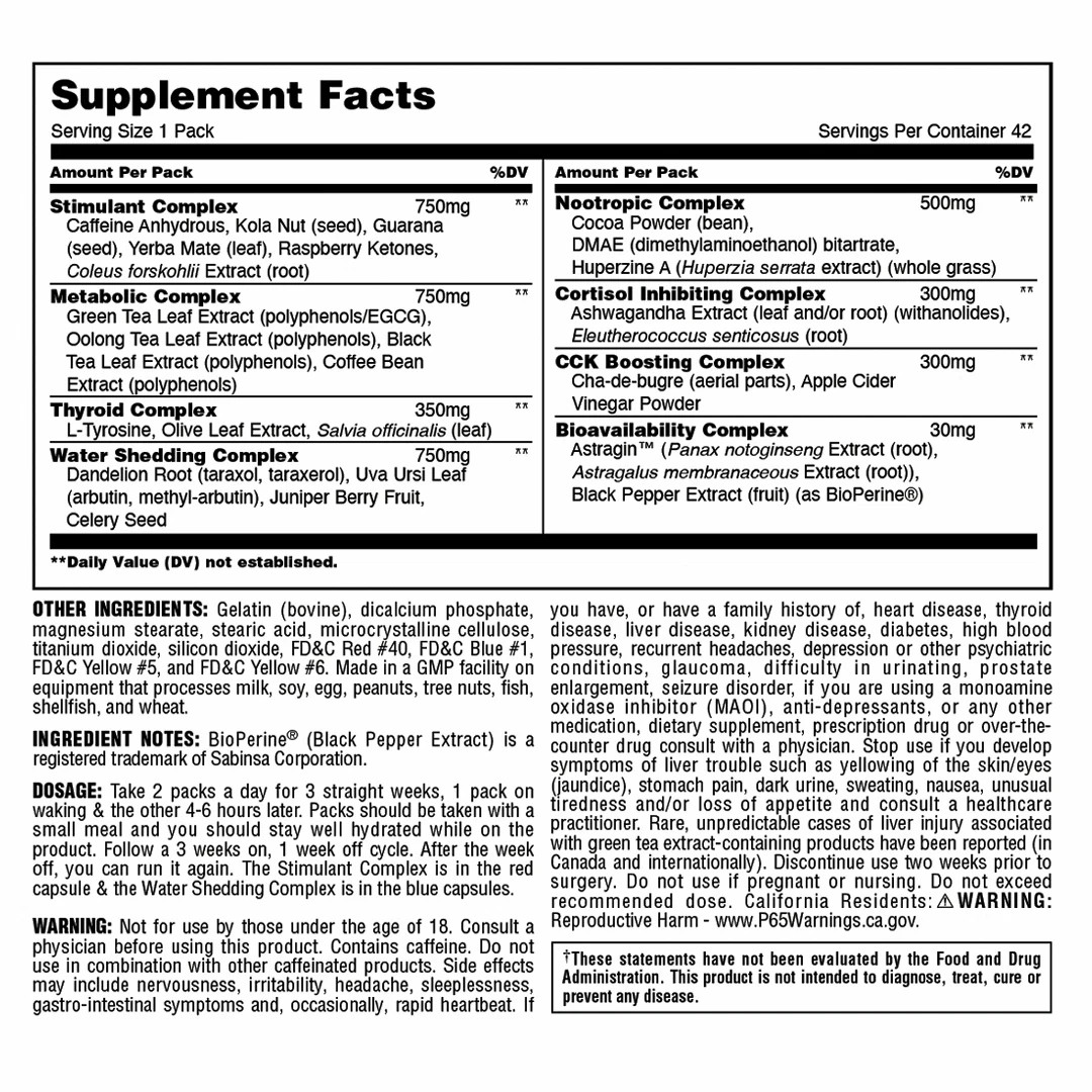 UNIVERSAL NUTRITION ANIMAL CUTS Advanced Fat Burner All-In-1 Thermogenic 42 Pack