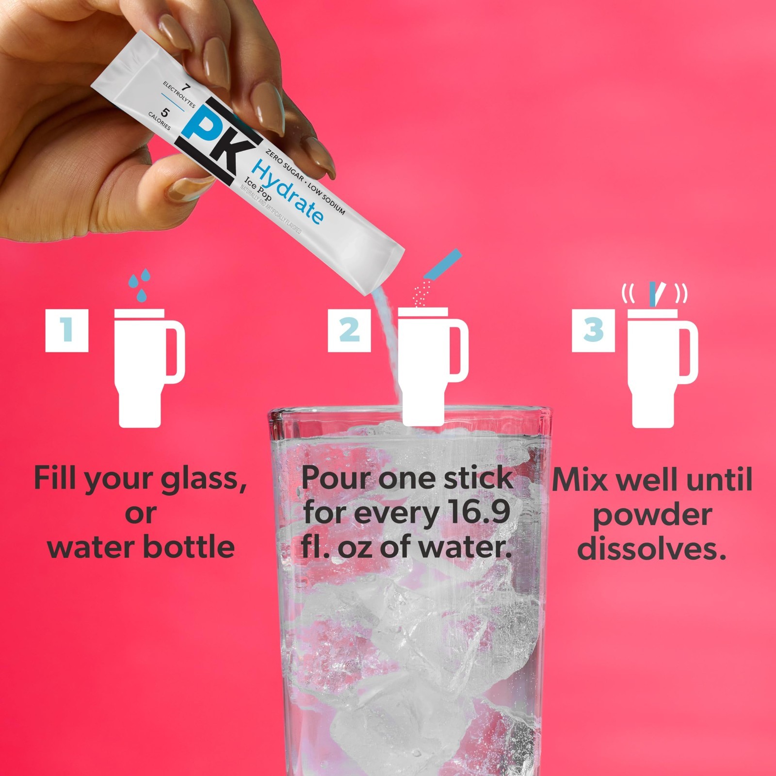 Hydration Drink Mix Singles – Ice Pop Flavor, 72 Packets, 12 Boxes, On-the-Go!
