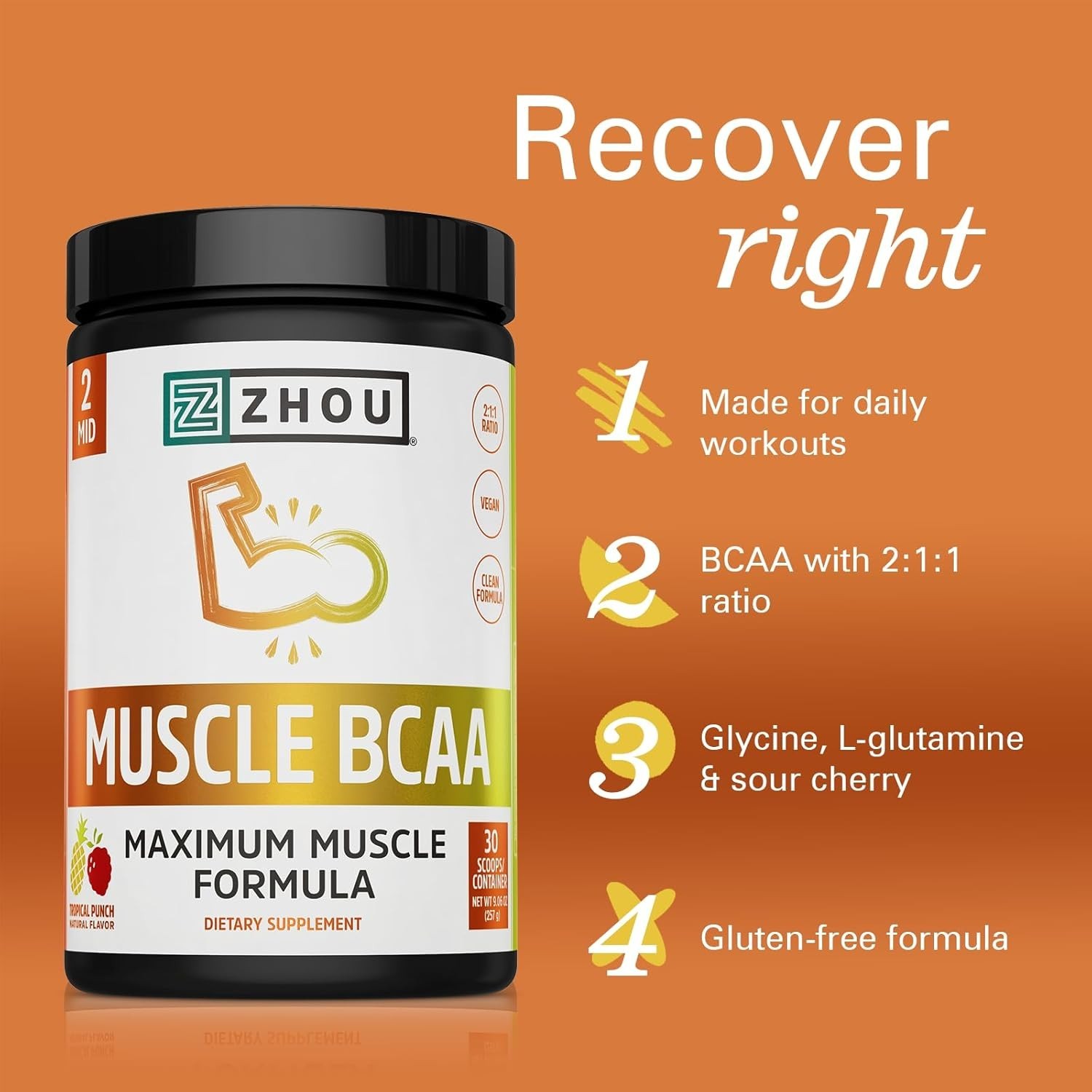 Zhou Muscle BCAA 330g (Tropical Punch)