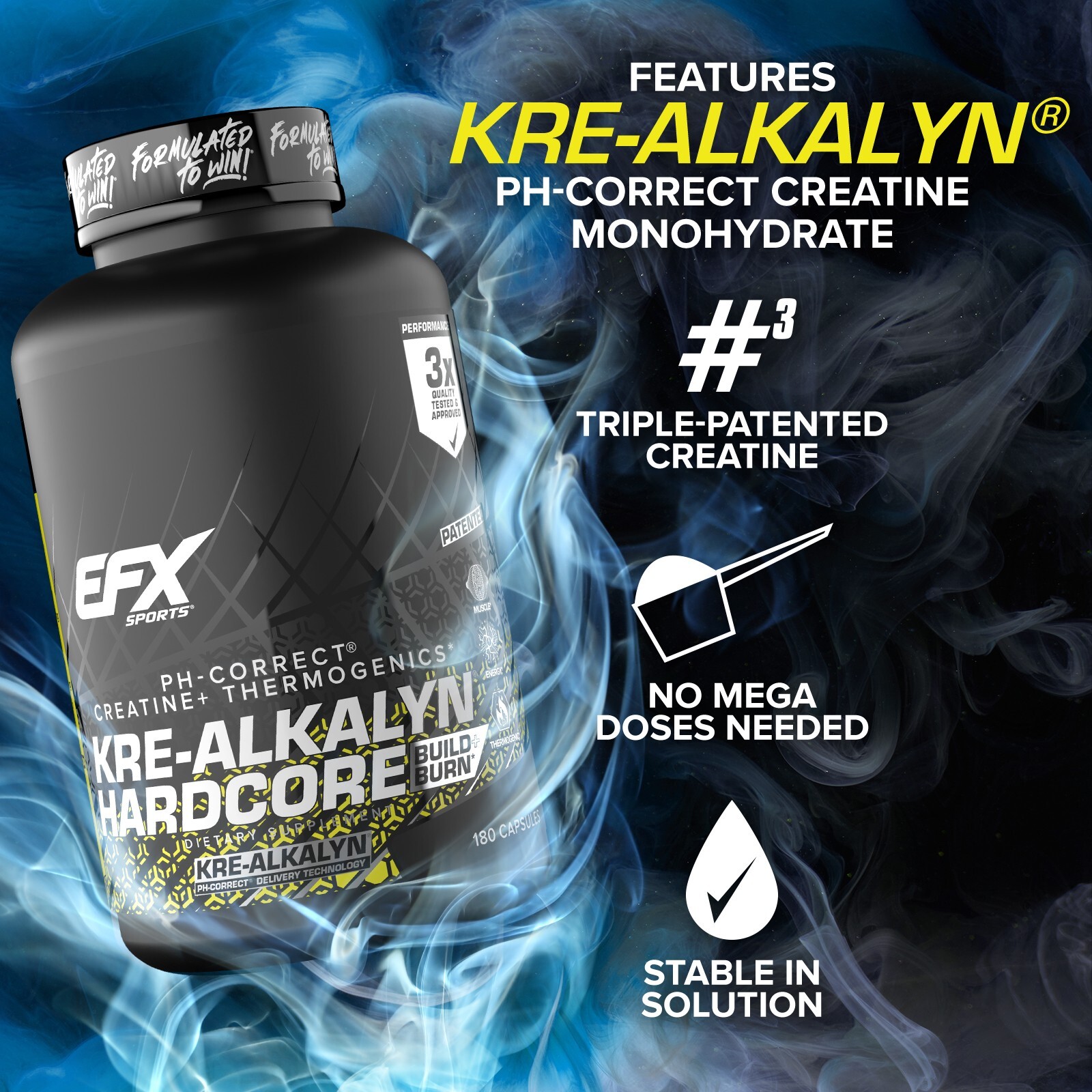 EFX KRE ALKALYN HARDCORE Creatine Energy Fat Loss Caffeine VALUE SIZE 180 Caps