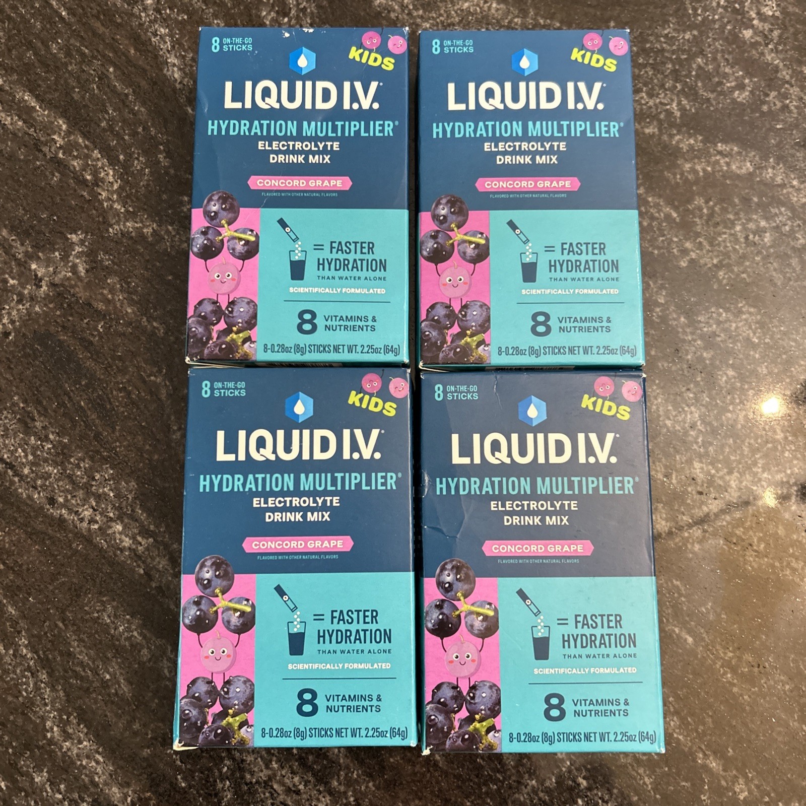 32 Sticks LIQUID IV Concord Grape Kids Hydration Mix 8 Ct 0.28oz exp 9/27/2026+