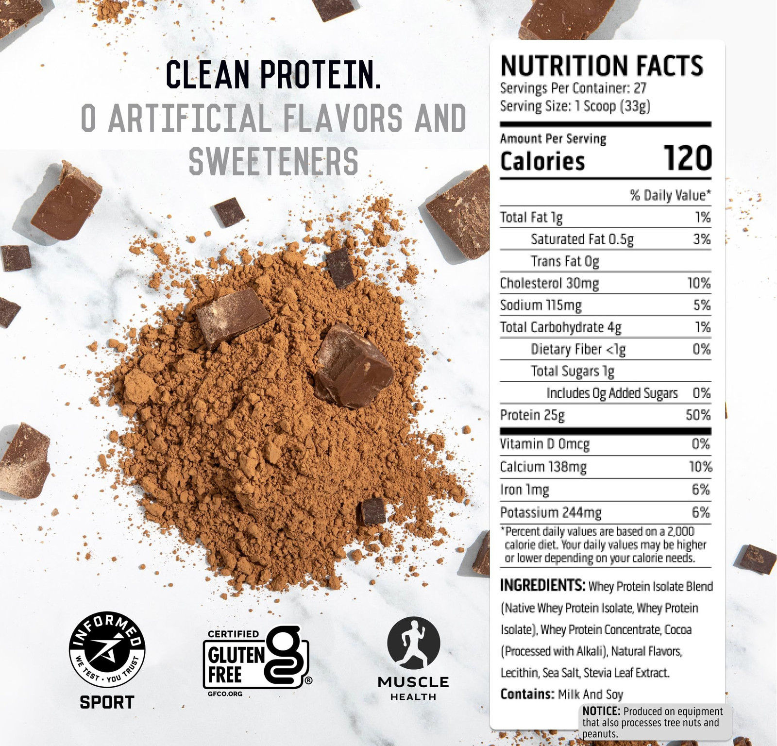 Ascent 100% Whey Protein Powder – Post Workout 2 Pound (Pack of 1), Black