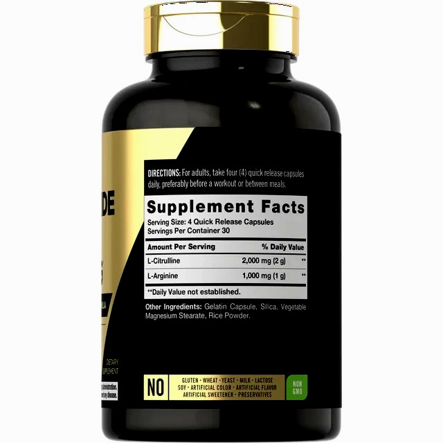Nitric Oxide Booster L-Arginine, L-Citrulline 3000mg 120 Caps HIGHEST POTENCY