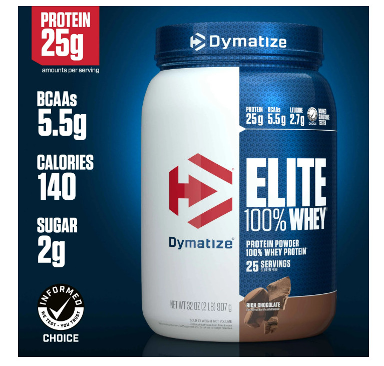 Dymatize Elite 100% Whey Protein Powder Rich Chocolate 2LB