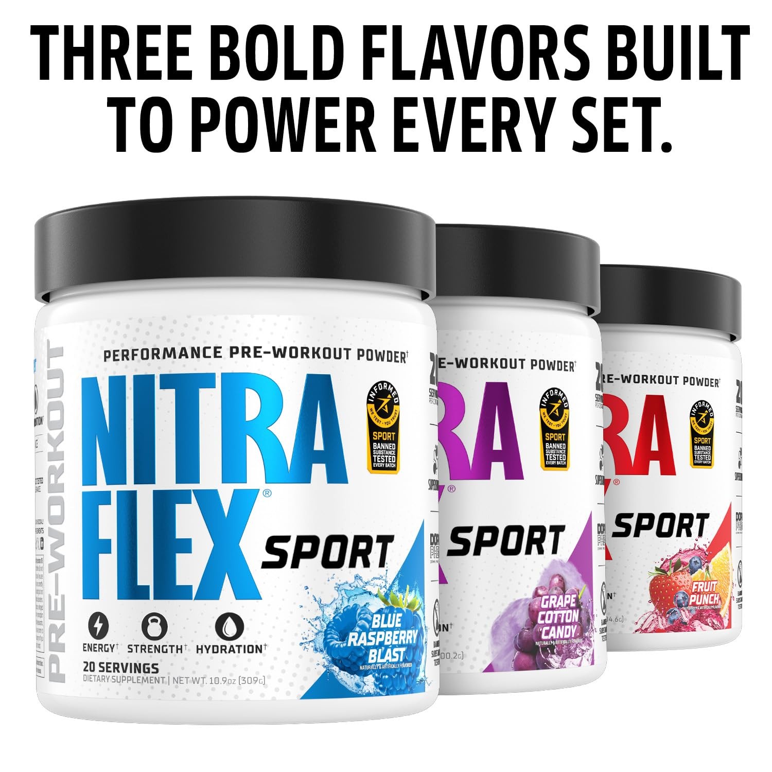 Nitraflex Sport Grape Cotton Candy 10.9 Ounce (Pack of 1), Black/White/Blue