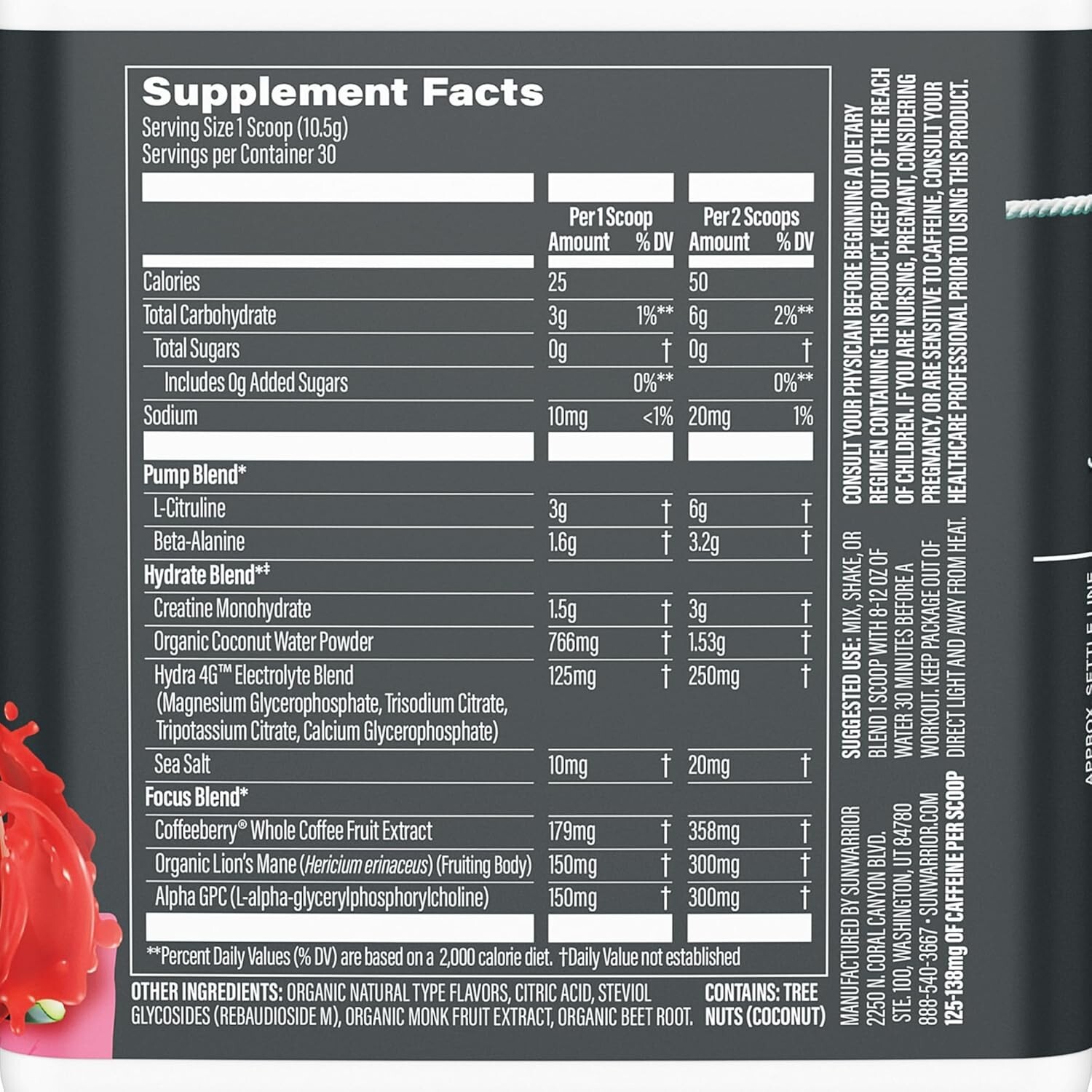 Sunwarrior Pre Workout Powder Energy Drink Supplement Clean Vegan Plant-Based