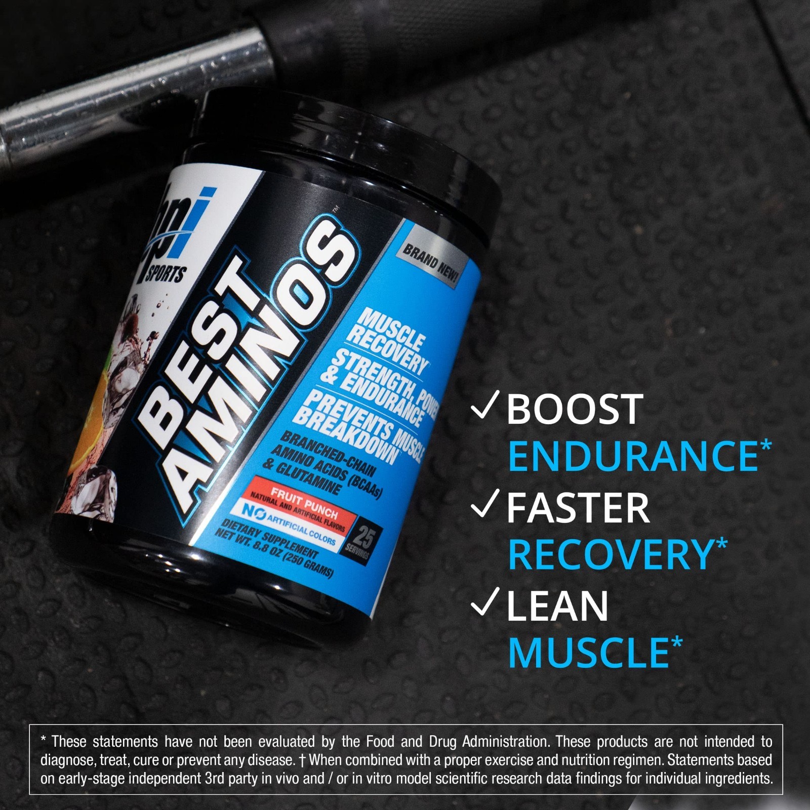 BCAA Amino Acid Powder for Post Workout Recovery & Hydration – Fruit Punch, 125