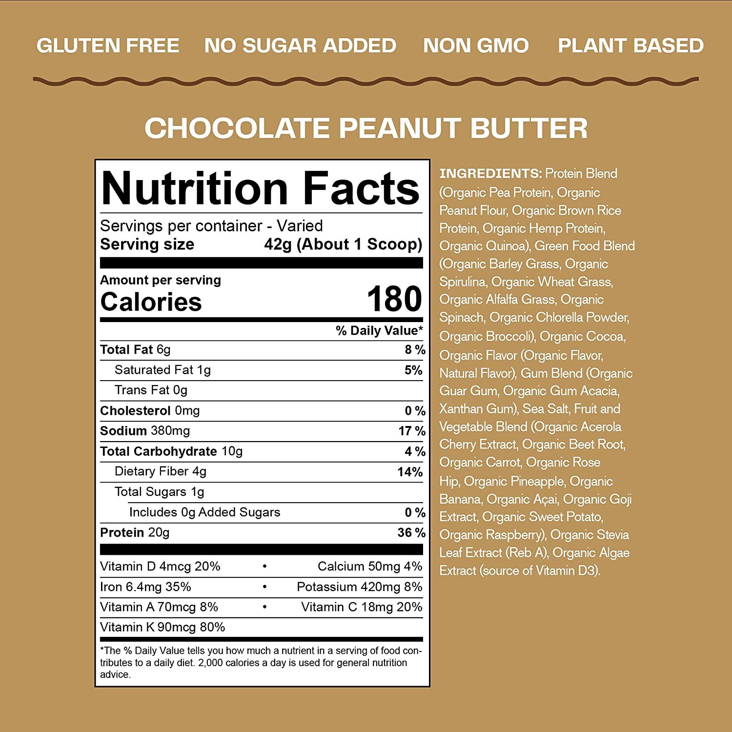 Optimum Nutrition Organic Protein Powder – 10 Servings – Chocolate Peanut Butter