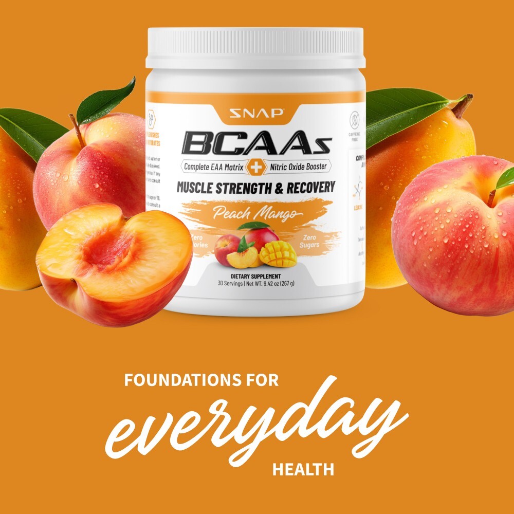 Snap Supplements Peach Mango BCAA Powder – Amino Energy – 2 Pack
